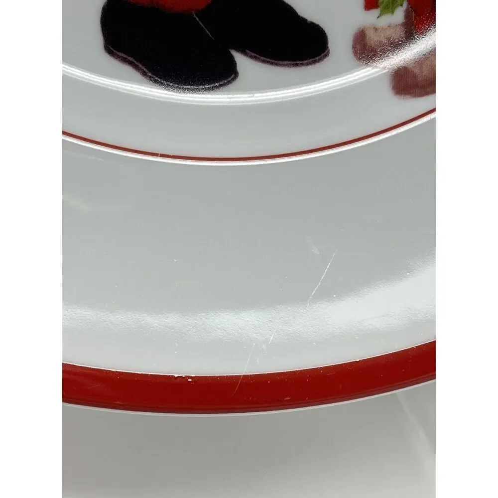Williams Sonoma Red Brasserie Christmas Santa Chop Plate Platter Charger 12”